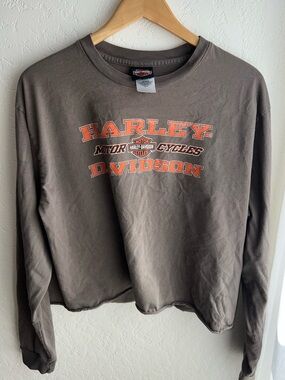Harley-Davidson Brown Tee with Orange and White Logo